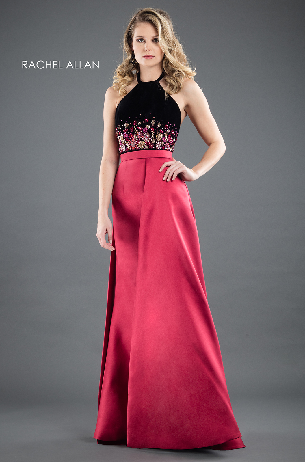 Halter A-Line Couture Dresses in BLACK WILDBERRY Color