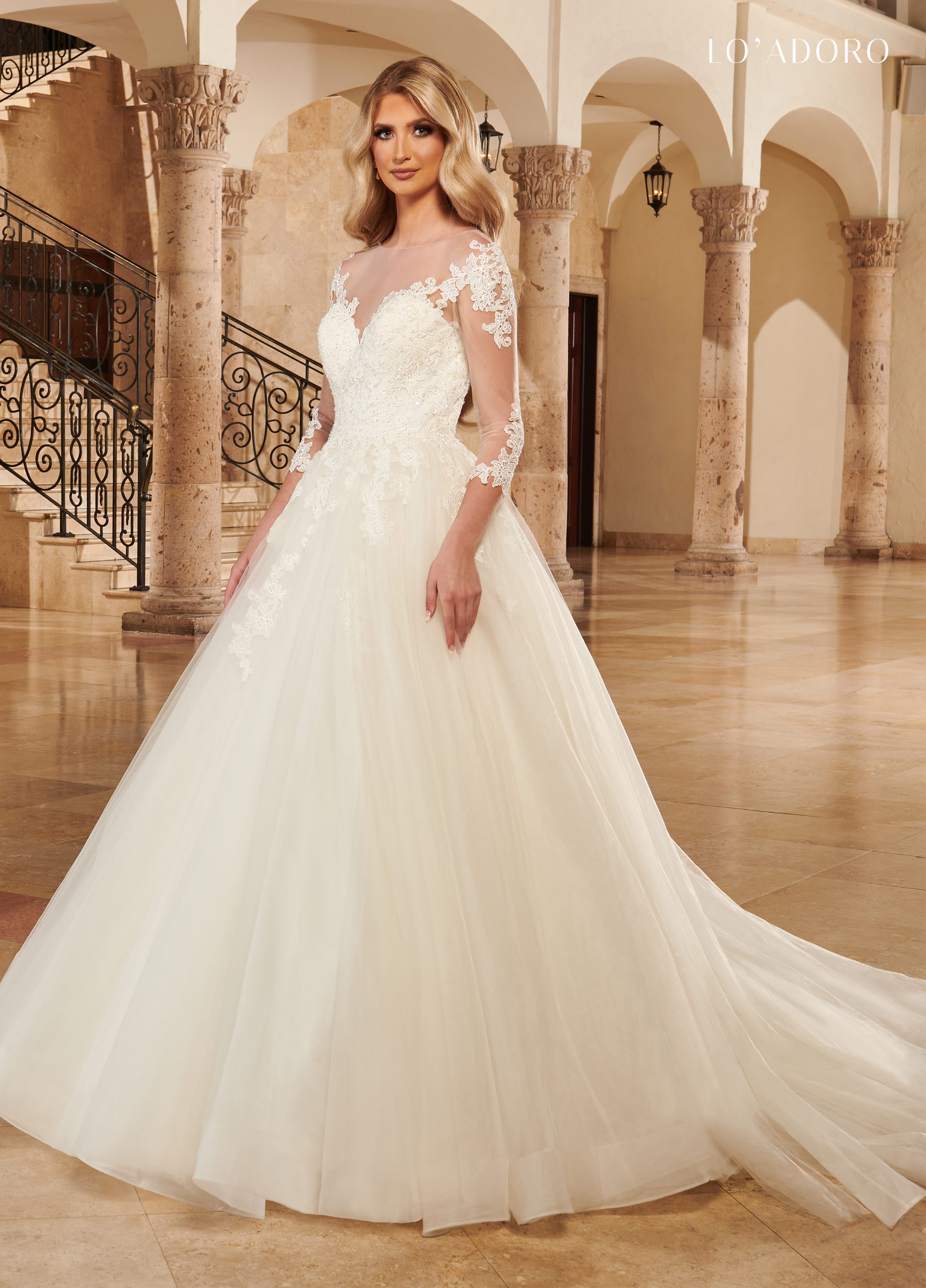 Sheer Ball Gowns Lo' Adoro Bridal in IVORY Color