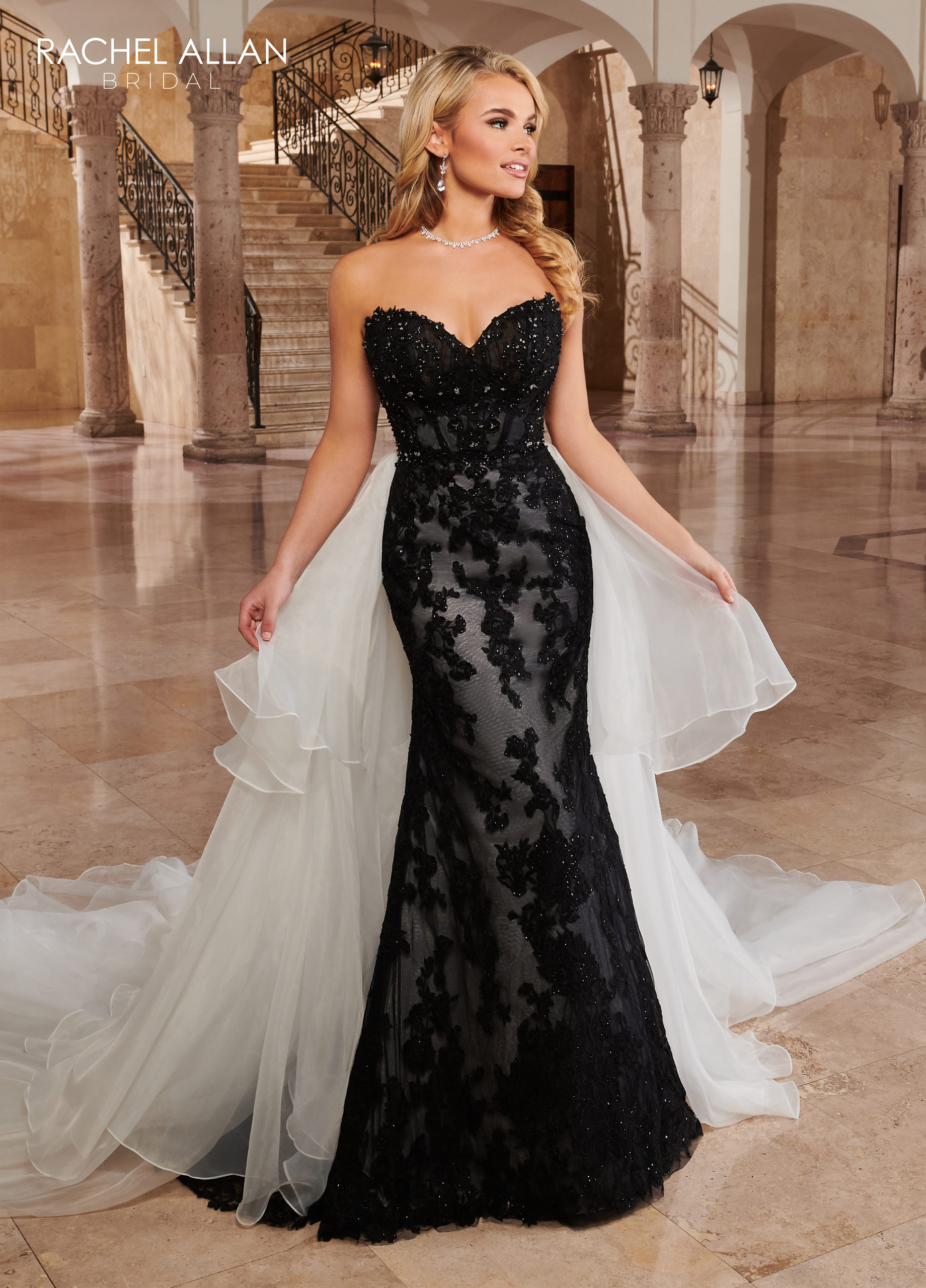Sweetheart Fit & Flare Lo' Adoro Bridal in BLACK IVORY Color