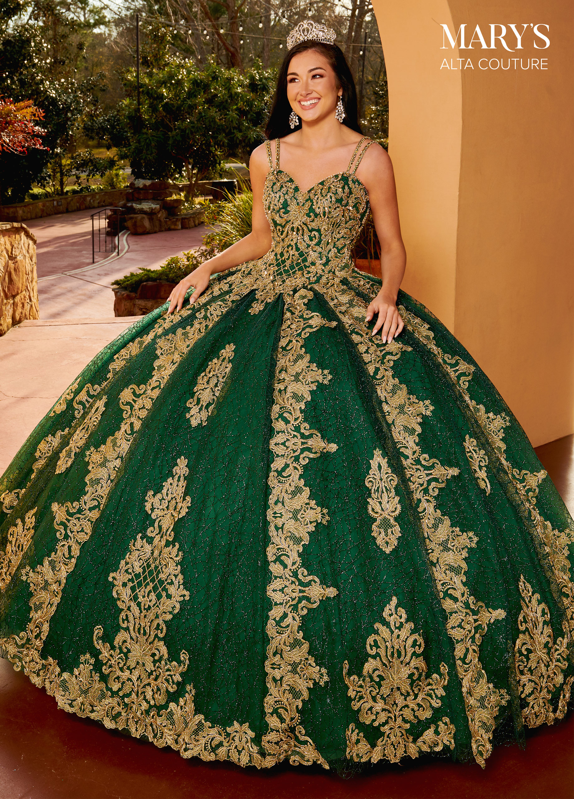 Sweetheart Ball Gowns Alta Couture in EMERALD GOLD Color