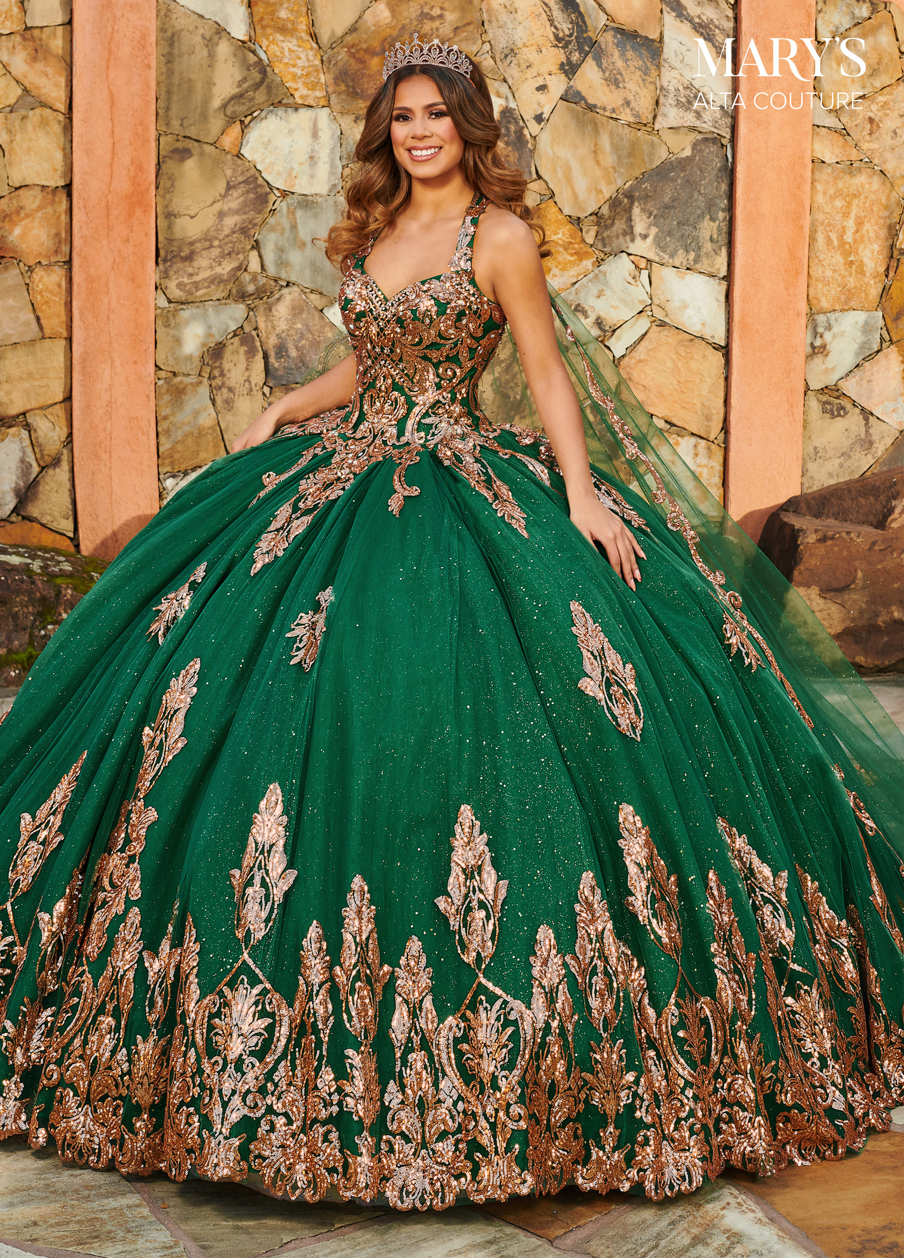 Sweetheart Ball Gowns Alta Couture in EMERALD ROSE GOLD Color