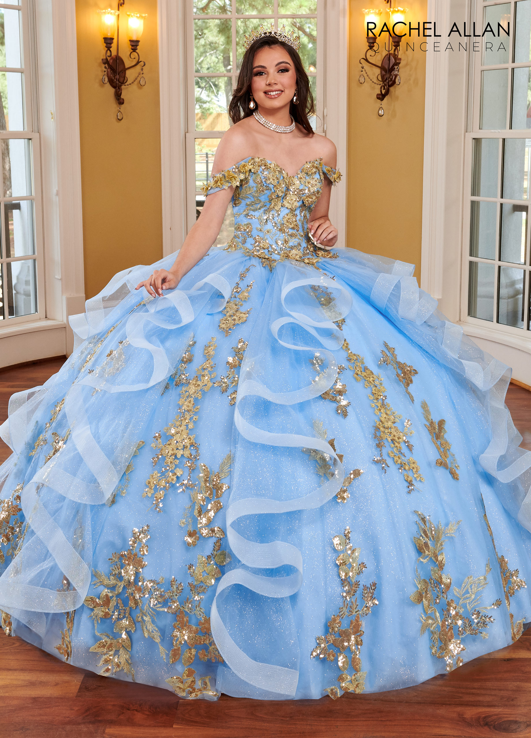 Sweetheart Ball Gowns La Reina in AZURE GOLD Color