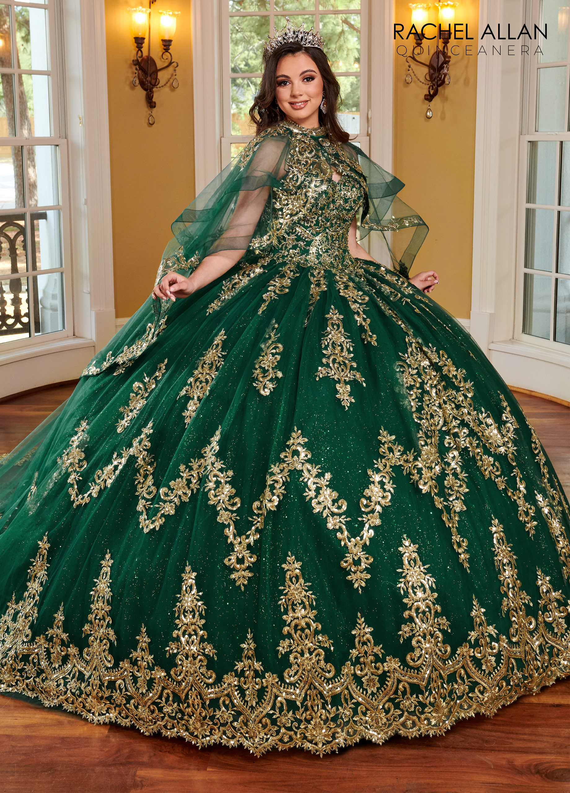 Sweetheart Ball Gowns La Reina in EMERALD GOLD Color