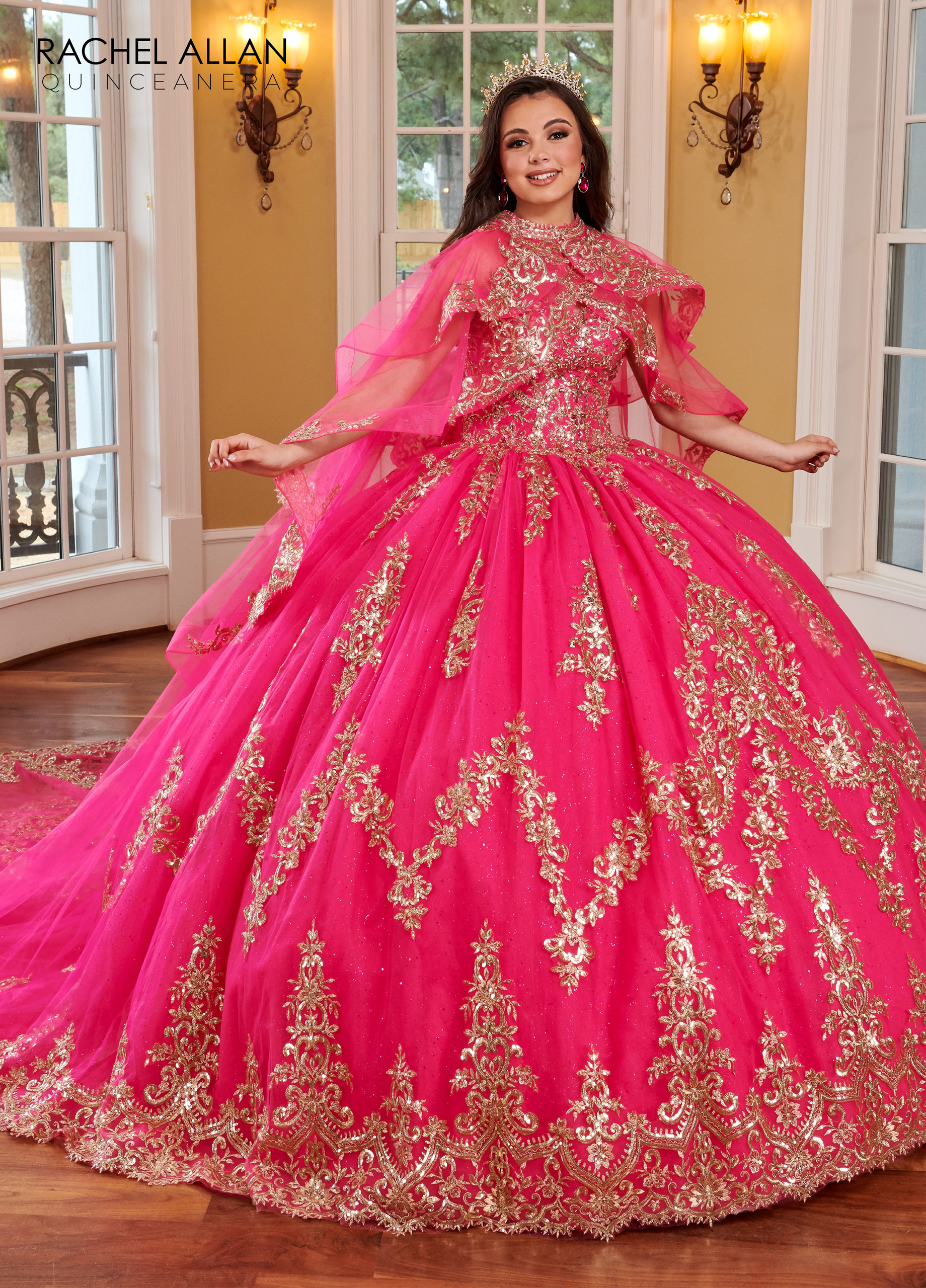 Sweetheart Ball Gowns La Reina in FUCHSIA GOLD Color