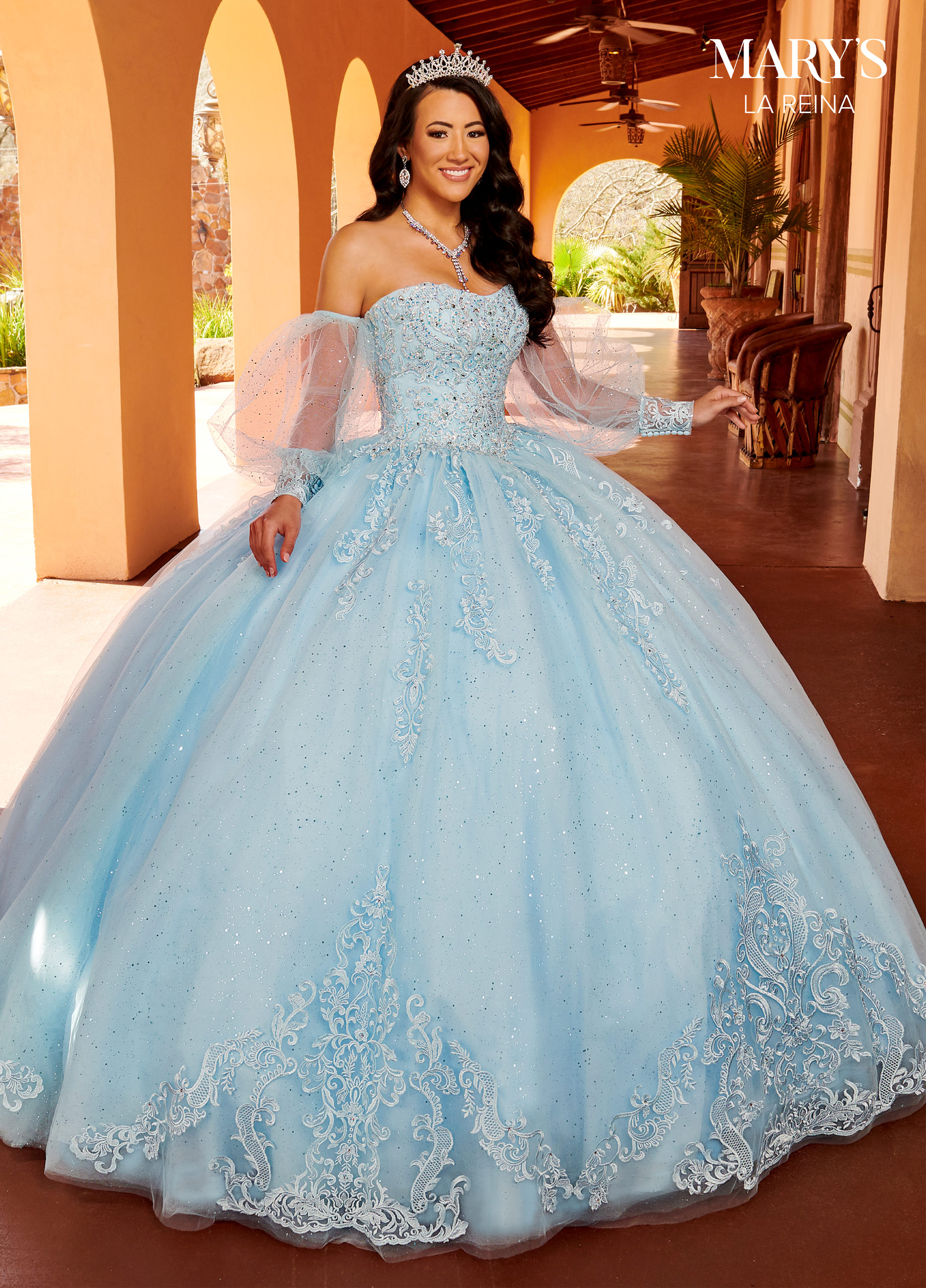 Strapless Ball Gowns La Reina in LIGHT BLUE Color