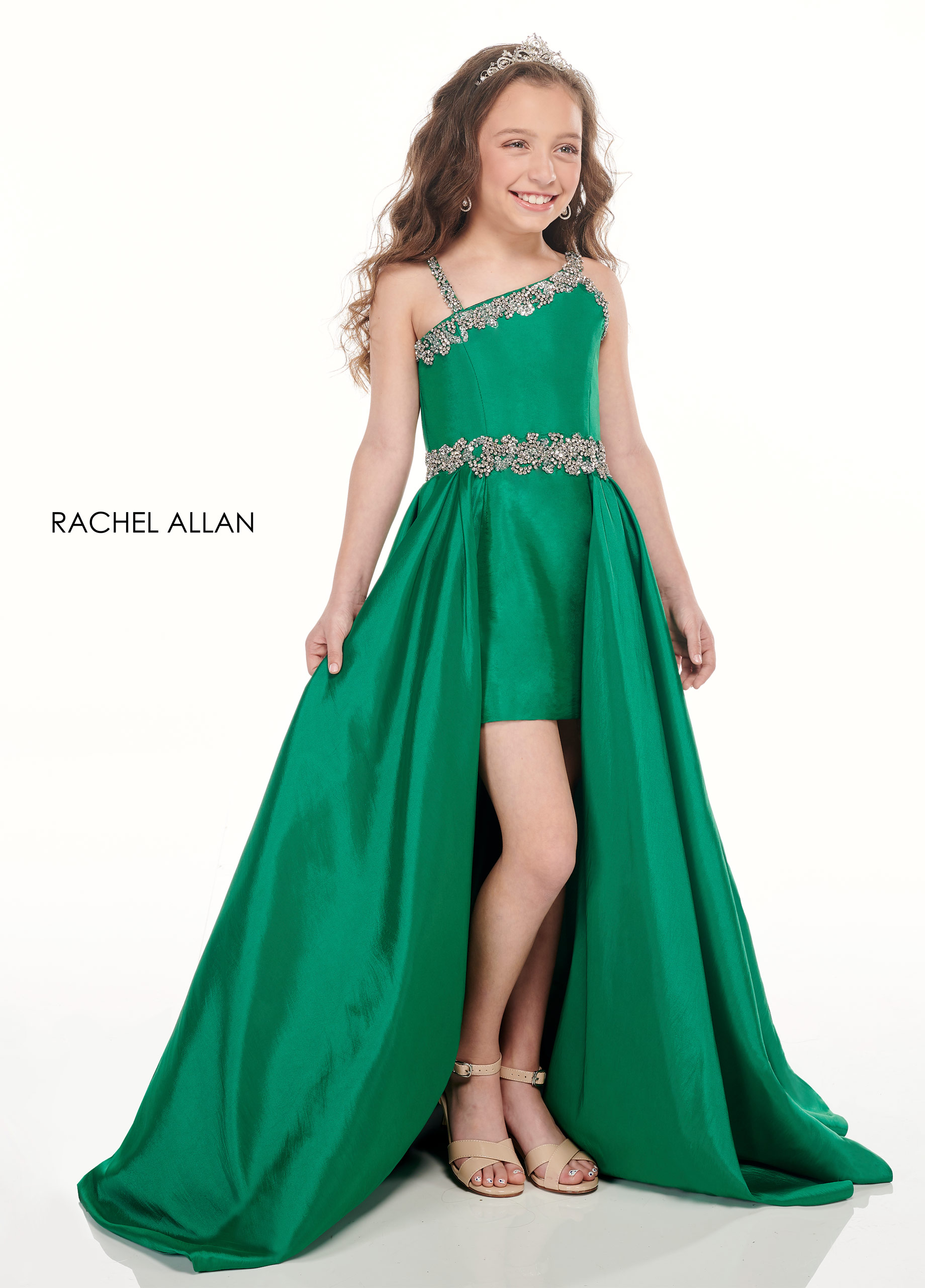 Beaded Skirt With Overlay Little Girl Pageant in EMERALD Color