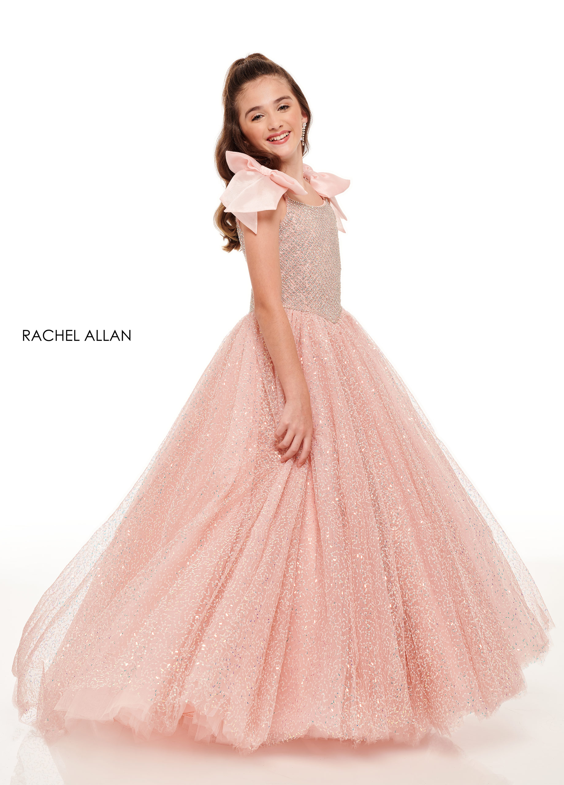 Scoop Neck A-Line Little Girl Pageant in BLUSH Color