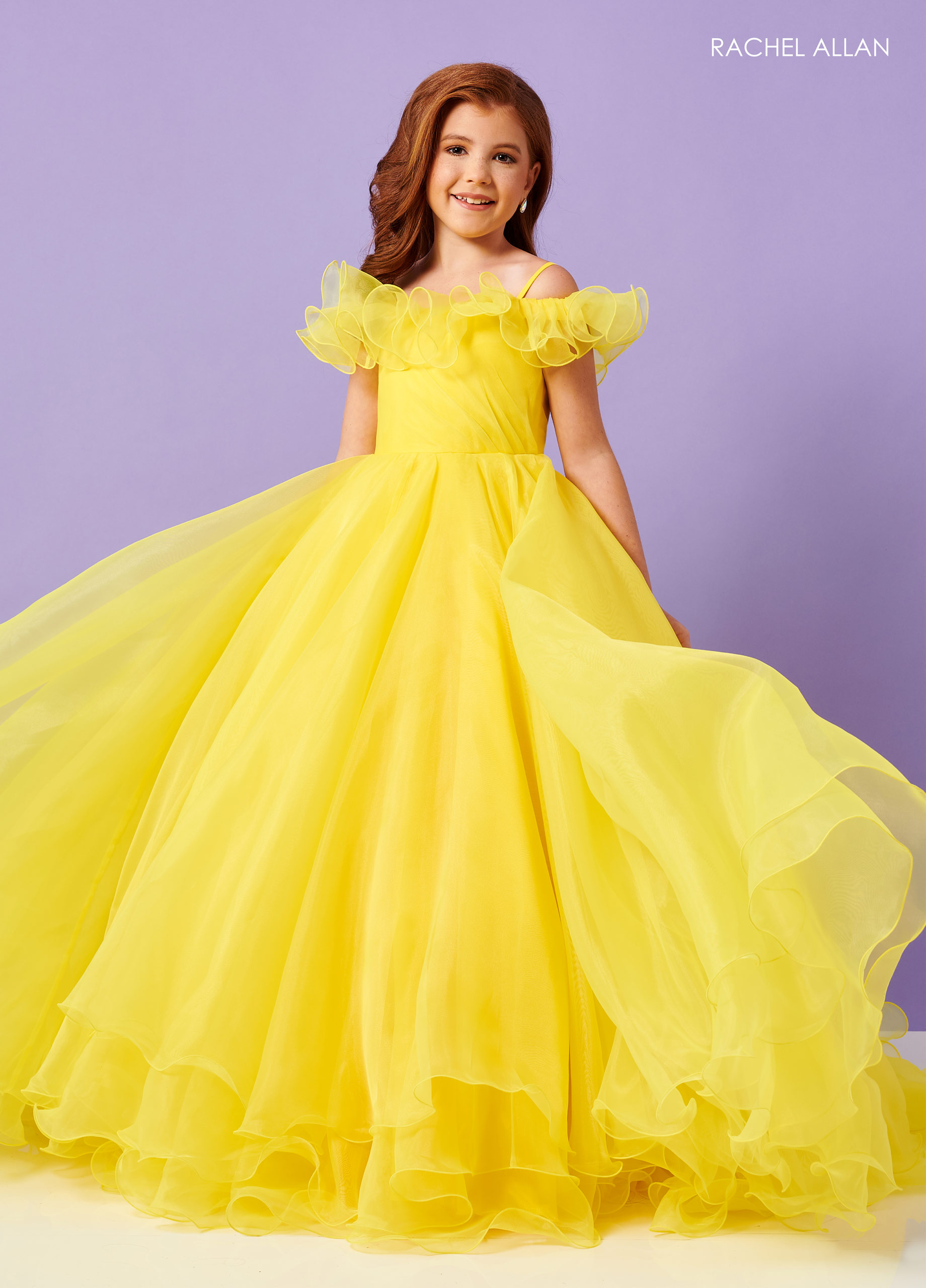Square Ball Gowns Little Girl Pageant in YELLOW Color