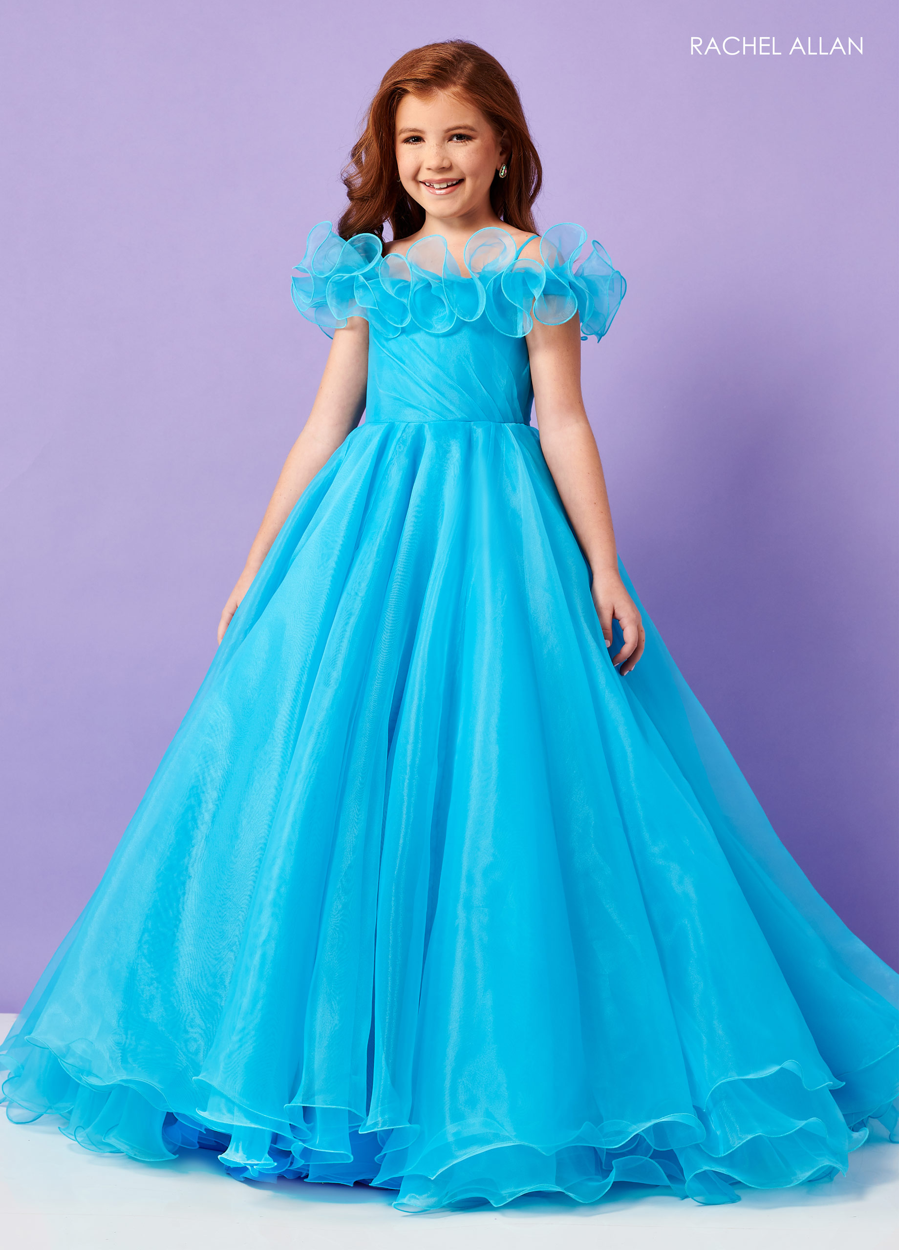 Square Ball Gowns Little Girl Pageant in TURQUOISE Color