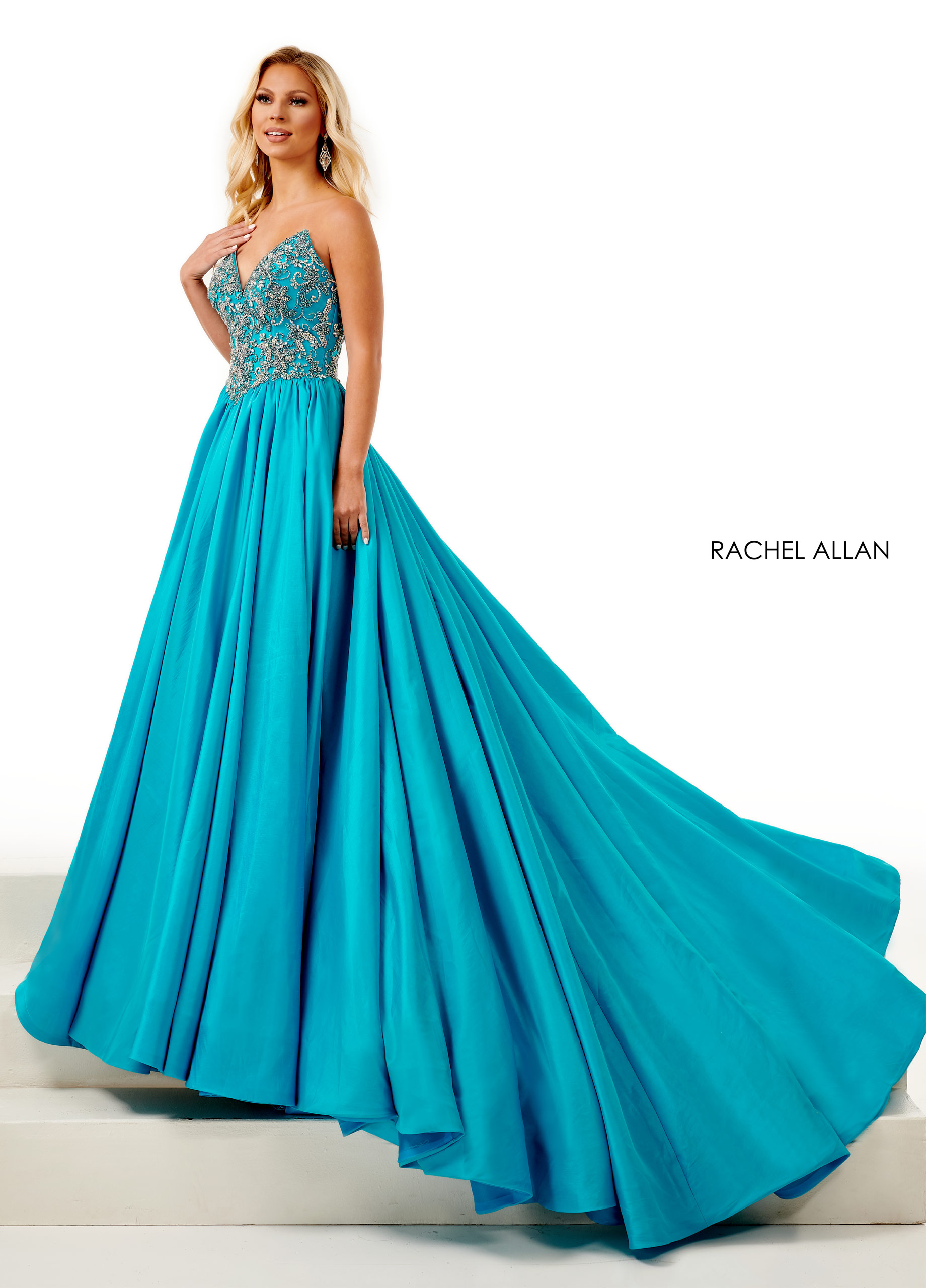 Strapless A-Line Pageant Dresses in Turquoise,Blue Color