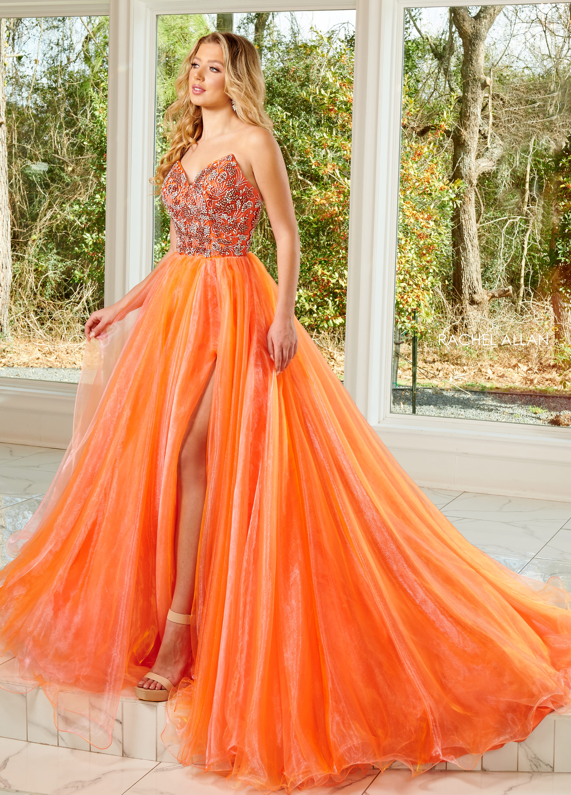 Strapless Ball Gowns Pageant in CORAL Color