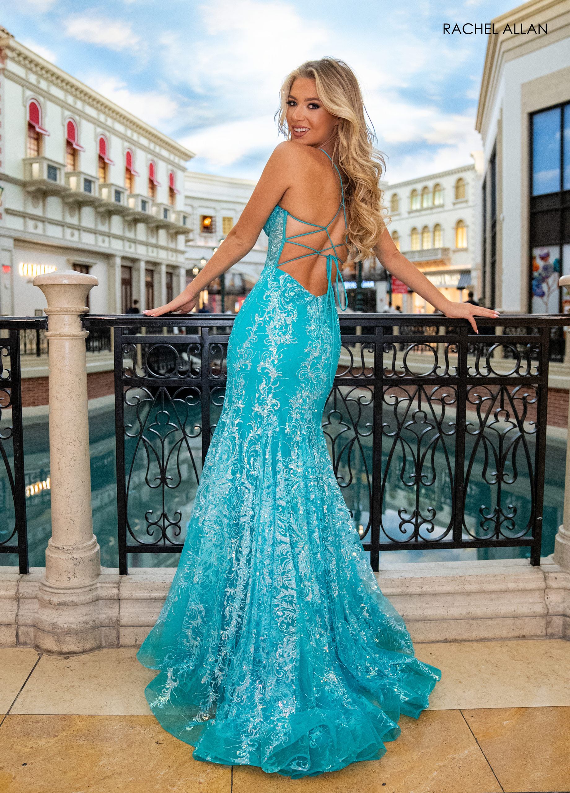 Plunging Fit & Flare Prom Dresses in Color | Style - 70491
